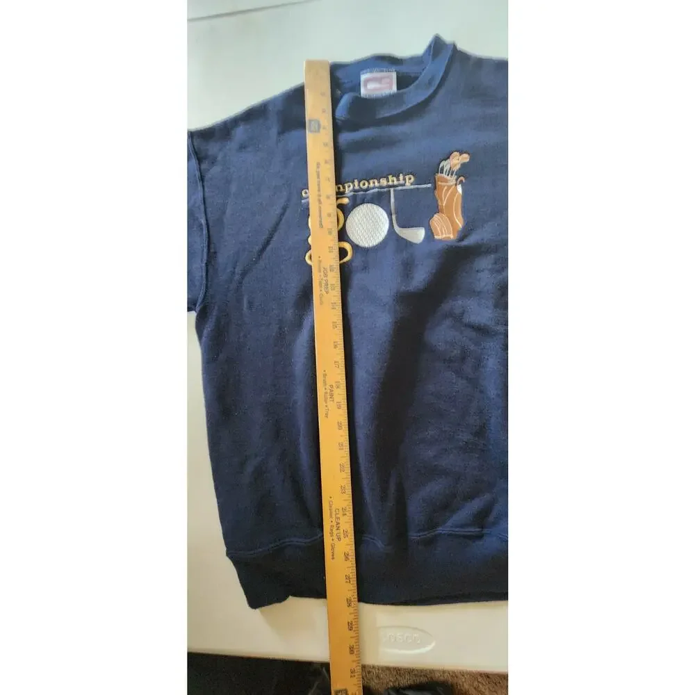 Vintage Championship Golf Sweater Mens Large Blue Pullover Long Sleeve Classic